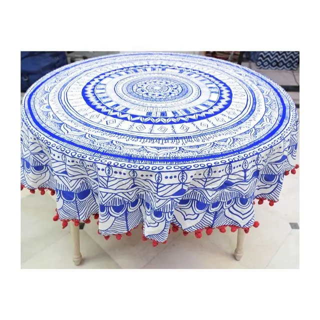 Trending Blauw En Wit Mandala Print Ronde Antislip Klassiek Patroon Tafelkleed Bedekken Huis Keuken Eetkamer Decoratie