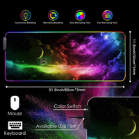 Tapis de souris et de clavier de jeu surdimensionné personnalisé, chauffant, lumineux, avec éclairage LED RGB, connecteur USB, surface en caoutchouc, tissu en stock