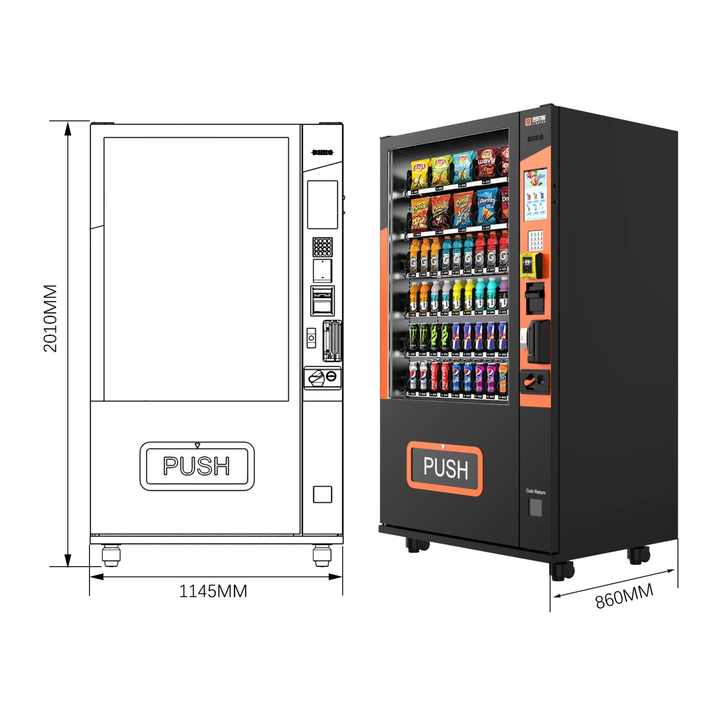 Vending Machines With Refrigerated Drinks And Snack Section Touch Screen For Easy Access Smart Combo Low Price