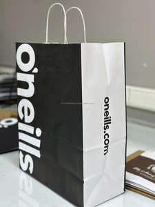 Vente en gros Sacs en papier kraft personnalisés avec poignée torsadée pour l'emballage de cadeaux à emporter avec poignée plate disponible pour - Product Image 5