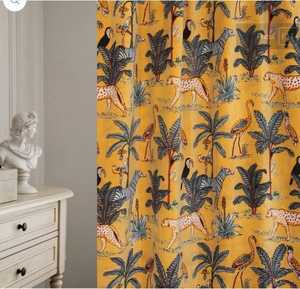 <span class=keywords><strong>Safari</strong></span> di lusso Vintage Boho giallo stampa animalier cotone velluto <span class=keywords><strong>tende</strong></span> mantovane formato personalizzabile prezzo all'ingrosso - Product Image 2