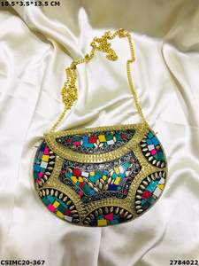 Pochette mosaïque métallique de soirée design faite à la main sac à bandoulière sac à main de fête pour dames avec motif de boîte accessoire de soirée de luxe - Product Image 5