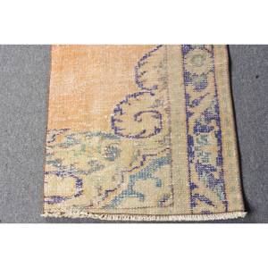 Alfombra de lana de retazos azul naranja Vintage 1,9 X 7.4ft alfombra de sala de estar de tejido plano turco con respaldo de látex 4m de ancho - Product Image 4