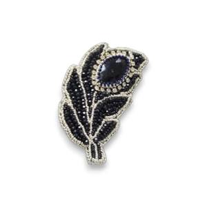 Broche de plumas negras con cristal bordado a mano lingote alambre con cuentas de cobre para fiesta de niños boda compromiso regalo de moda - Product Image 1