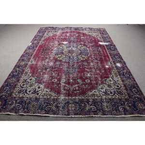 Alfombra Vintage, Alfombra Turca de 7,1x10,1 pies, Alfombra Roja de Lana del Suroeste - Product Image 1