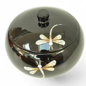 โหลใส่แลคเกอร์สีดำทรงกลมขนาดเล็กโหลเคลือบสีดำสำหรับเก็บเครื่องประดับชาสมุนไพรลูกอม - Product Image 6