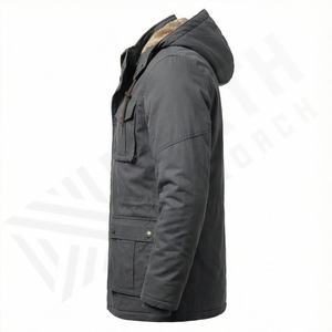 Veste en polyester personnalisée pour homme, capuche amovible, manteaux d'hiver doublés de fourrure, parka matelassée pour homme, coupe-vent, lourd, extérieur - Product Image 3