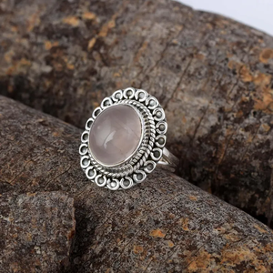 แหวนควอตซ์โรส925เงินแท้แหวนเรียงซ้อนดีไซน์เนอร์แฮนด์เมดราคาโรงงานขายส่ง - Product Image 3