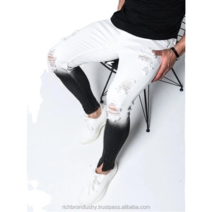 กางเกงยีนส์ทรงสลิมฟิตสำหรับผู้ชายกางเกงทรงดินสอแบบลำลองพร้อมซิปผ้าเดนิมสไตล์ฮิปฮอปมอเตอร์ - Product Image 2