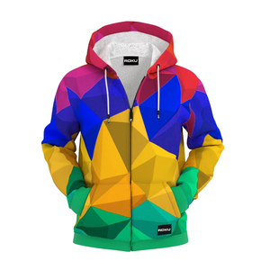 Unisex Custom Logo Full <b>Zip</b> <b>Hooded</b> Knitted Puff Printed Colorful Zipper Anti-Pilling Polyester/Cotton Winter Hoodie for Men - Product Image 1