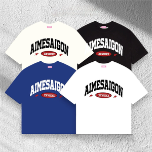 Camiseta Unisex ODM OEM Boxy de talla grande bordada de longitud corta hecha en Vietnam para adolescentes, hombres y mujeres - Product Image 2