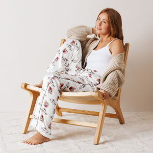 Pantalon de pyjama décontracté pour femme, collection Printemps, motif léopard, avec cordon de serrage, en tissu extensible doux, sans manches, personnalisable avec logo - Product Image 1