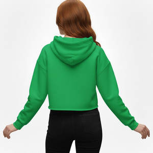 Haut à capuche court pour femme, hiver, OEM personnalisé, coupe décontractée, tissu polaire, broderie 3D, logo frontal, pour un look moderne de la rue - Product Image 4