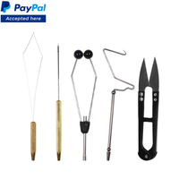 Kit d'outils de montage de mouches Dream Stream 7 pièces, pince de pêche pour usage en lac, acier inoxydable japonais 410, poignée à pointe courbée avec trous inclus