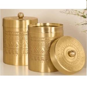 Juego de 2 Recipientes Hechos a Mano para Azúcar, Café y Té, de Metal Chapado en Oro, para Hogar, Hotel o Restaurante - Product Image 1