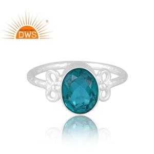 Última venta plata esterlina 925 Natural Doublet Santamaria aguamarina cuarzo anillo de piedras preciosas joyería personalizada para mujeres - Product Image 3