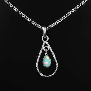 จี้โอปอลเอธิโอเปียน925เงินสร้อยคอหินประจำเดือนเกิดจี้โอปอลไฟทำมือสำหรับผู้หญิงเครื่องประดับโอปอล - Product Image 3