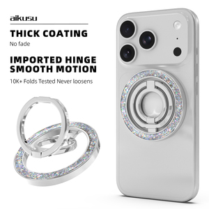 Aiushu dudukan ponsel portabel, dudukan telepon genggam magnetik dapat dilipat rotasi 360, logam gemerlap mewah - Product Image 5