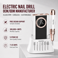 Machine à ongles sans fil professionnelle 35000 tr/min, 85W, 7800mAh, rechargeable, électrique, pour manucure et pédicure, avec support