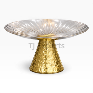 Centro de Mesa Grande de Oro Martillado con Base de Pedestal para Servir Chocolate Premium y Exhibición Decorativa - Product Image 5