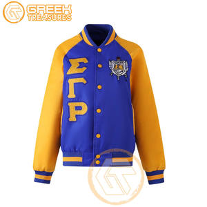 Chaqueta universitaria bordada de satén Sigma Gamma Rho personalizada, chaquetas de mujer de ropa griega transpirable de alta calidad para hermandad - Product Image 5