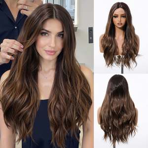 Lila-DWY Brown HD <b>Lace</b> Body Wave Pre-Plucked Glueless <b>Wig</b> Synthetic Fiber Heat Resistant Transparent <b>Lace</b> Front Available Brown - Product Image 2