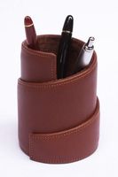 Organisateur de bureau en cuir 3-en-1 pour la maison et le bureau, avec étui à stylos, rangement pour fournitures de bureau et design classique fait main
