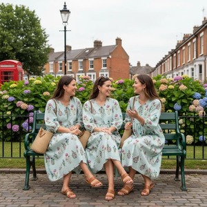 Vestido Midi Bohemio de Algodón con Estampado Floral Veraniego para Niñas y Mujeres, Mayorista del Fabricante, Estilo Casual, Regalo - Product Image 1