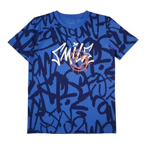 Camiseta elegante para niños, ropa para niños, el mejor precio, 100% algodón, Manga corta azul oscuro - Product Image 1