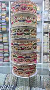 Wholesale 1 Piece Indian Sabyasachi Embroidery Sequin <b>Beads</b> Lace <b>Trim</b> Border 100% Polyester Eco-Friendly Vintage Style Business - Product Image 4