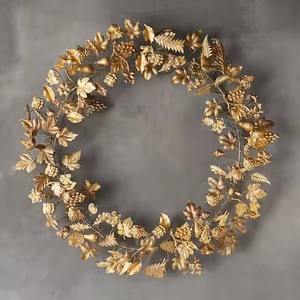 Painted Metal Wreath <b>Decorative</b> Adjustable Length Wreath for Home Living Room <b>Decor</b> - Product Image 6
