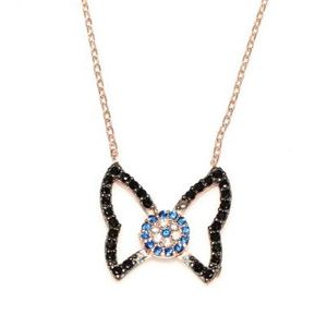 Collier Papillon Œil Turc en Argent Sterling 925, Chaînes Plaqué Or Tendance avec Pierres Roses, Blanches, Noires et Bleues – Idéal pour Cadeau et Fiançailles - Product Image 2