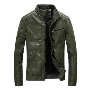 Manches longues poches zippées de haute qualité vestes en cuir PU style fourrure pour hommes vestes en cuir de sport - Product Image 1