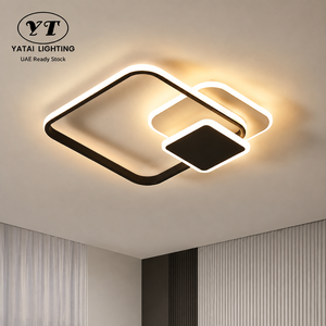 Lámpara de Techo Cuadrada Moderna de Hierro y Acrílico, Regulable, Tricolor, con Control Remoto, para Sala de Estar, Dormitorio, Interior - Product Image 1