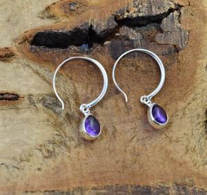 Boucles d'oreilles classiques bijoux pour femmes argent Boho Style bijoux 925 argent Sterling améthyste pierres précieuses boucles d'oreilles faites à la main cadeau femme - Product Image 3