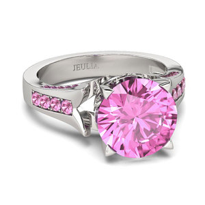 Anillo de Compromiso de Plata de Ley con Corte Redondo de Flor de Diamante Jeulia - Product Image 3