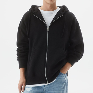 Sweats à capuche pour hommes au design personnalisé sweats à capuche surdimensionnés à double fermeture éclair streetwear épaules tombantes pull en coton lourd sweats à capuche pour hommes - Product Image 2