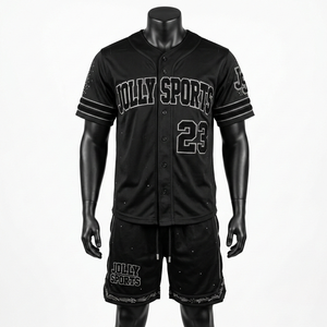 Ensemble short de baseball pour homme en polyester respirant, maille filetée, avec panneaux contrastants et logo personnalisé par sublimation. - Product Image 6