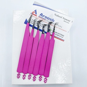Pince à épiler professionnelle d'extension de cils en acier inoxydable à pointe pointue outil de beauté en fibre de plasma noir violet - Product Image 1