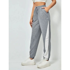 OEM Logo personnalisé Pantalon de survêtement à taille haute et à cordon pour femmes Pantalon en tricot à jambes larges Ourlet fendu Pantalon Baggy de style droit d'hiver - Product Image 6
