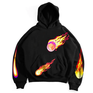 <b>Men's</b> Winter Hoodie Embossed Puff Printing Rhinestone Distress Customizable Colors/Logo 100% Cotton Fleece Breathable Design OEM - Product Image 1