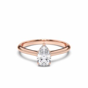 Juego de puntas de diamante de moissanita de forma redonda y pera de 1,14 quilates, anillo de compromiso solitario hecho en plata para mujer - Product Image 1