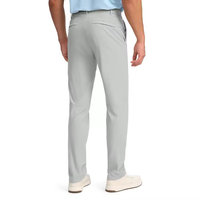 Pantalon décontracté élégant gris clair pour homme, coupe droite, taille mi-haute, en polyester, séchage rapide, devant plat, fermeture éclair, pour le sport et le golf