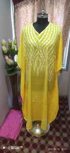 Vestido caftán grande para mujer, estilo bohemio Europeo Americano, patrón Floral de algodón aplastado, Ropa Étnica tradicional de tamaño libre - Product Image 6