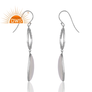 Dernière vente en argent Sterling naturel Cz & Moon pierre blanche pierres précieuses boucle d'oreille bijoux personnalisés pour les femmes cadeau pour elle - Product Image 4