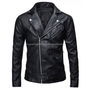Haute qualité hommes peau de vache à motifs veste Slim Fit longue fermeture éclair moto manteau décontracté hiver et printemps/automne manteau - Product Image 5