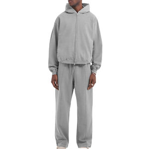 ชุดกีฬาแนวสตรีทวินเทจสำหรับทุกเพศชุดเสื้อมีฮู้ดสำหรับวิ่งจ๊อกกิ้งของผู้ชายชุดเสื้อผ้า100% มีไซส์ใหญ่พิเศษผ้าคอตตอนสำหรับล้างกรด - Product Image 1