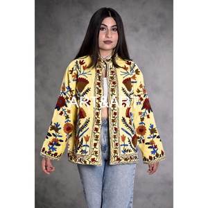 Chaqueta corta bordada a mano Suzani de la mejor calidad 100%, chaqueta elegante clásica con bordado de La India - Product Image 6