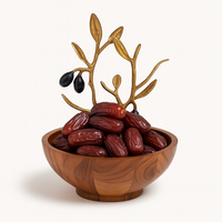 Dernier bol de date de piédestal en argent fabriqué à la main avec olivier doré plat de fruits secs islamique pour Iftar Ramadan et décoration intérieure