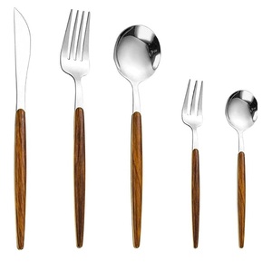 Cubiertos elegantes de alta calidad con mango de nogal de grado superior, juego de cubiertos de acero inoxidable, fiestas de bodas, incluye cuchillo, Material ecológico - Product Image 6